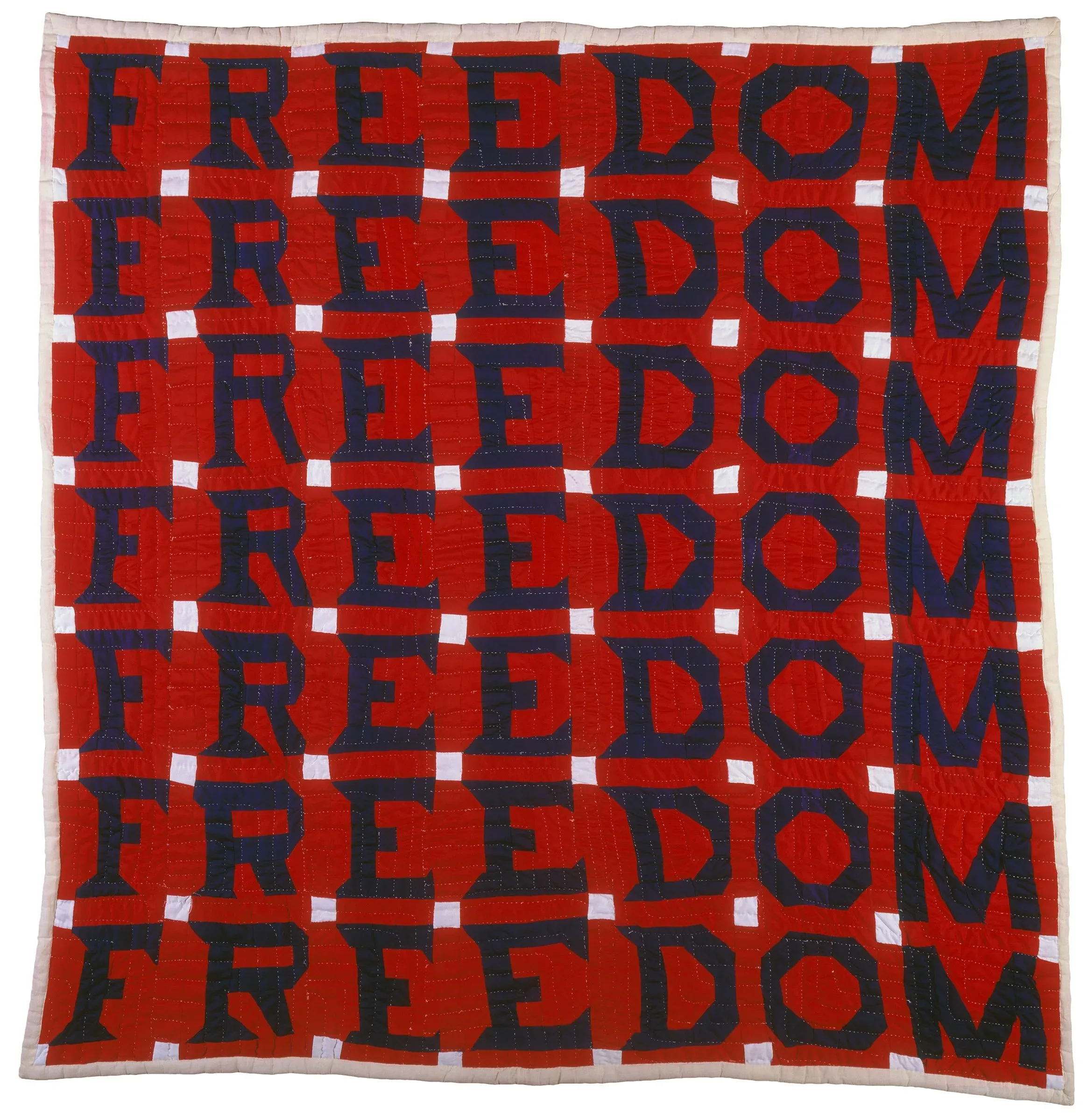 Jessie B. Telfair (1913–1986), Freedom Quilt, 1983, cotton, with pencil, 74 x 68 inches. Collection American Folk Art Museum, New York. Gift of Judith Alexander in loving memory of her sister, Rebecca Alexander, 2004.9.1. Photo by Gavin Ashworth.