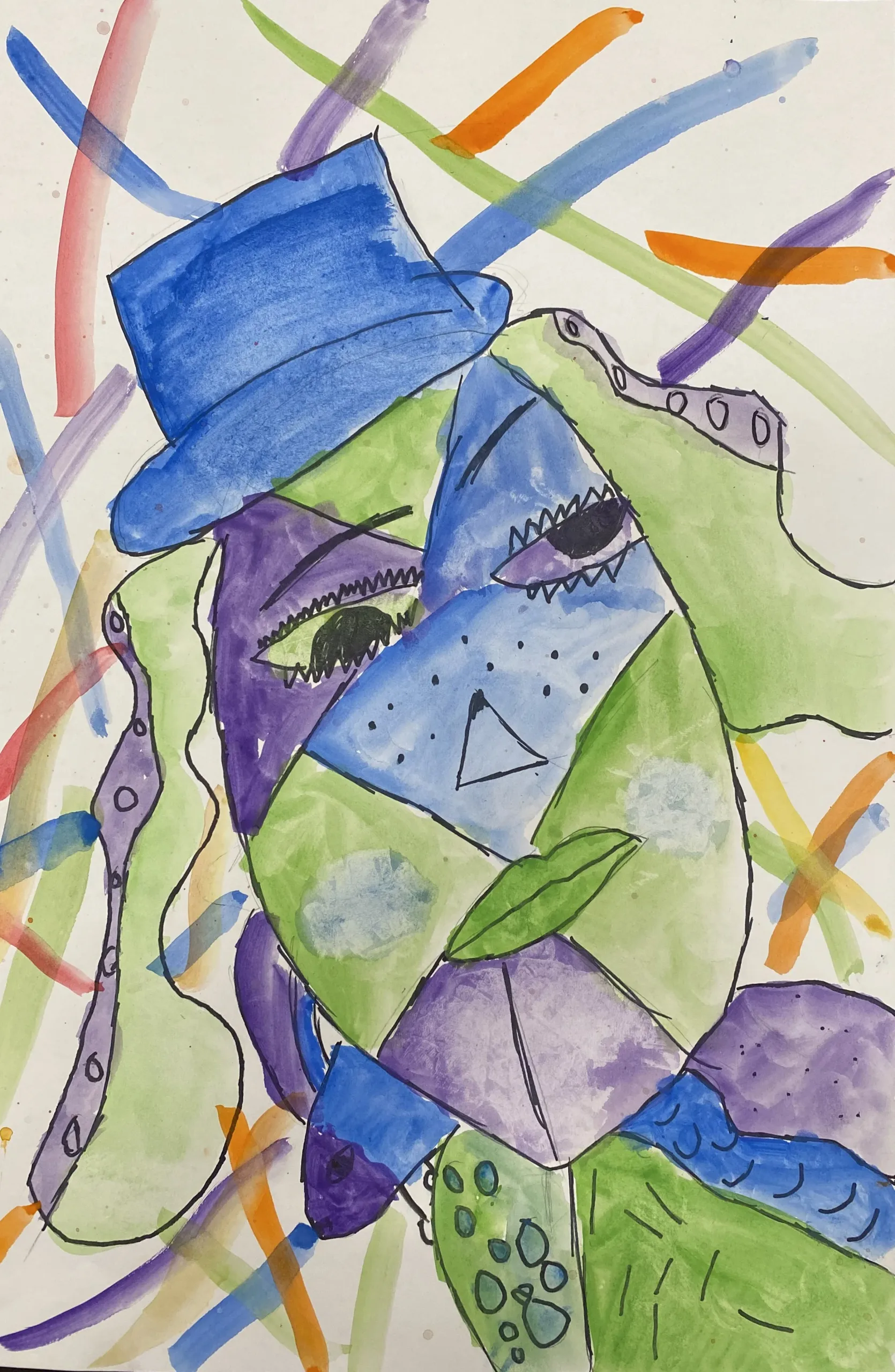 Brooke Archambault, 5th grade, Mixed media, watercolor, colored pencil, paper, Self Portrait , Biddeford Middle School, Teacher: Samara Yandell