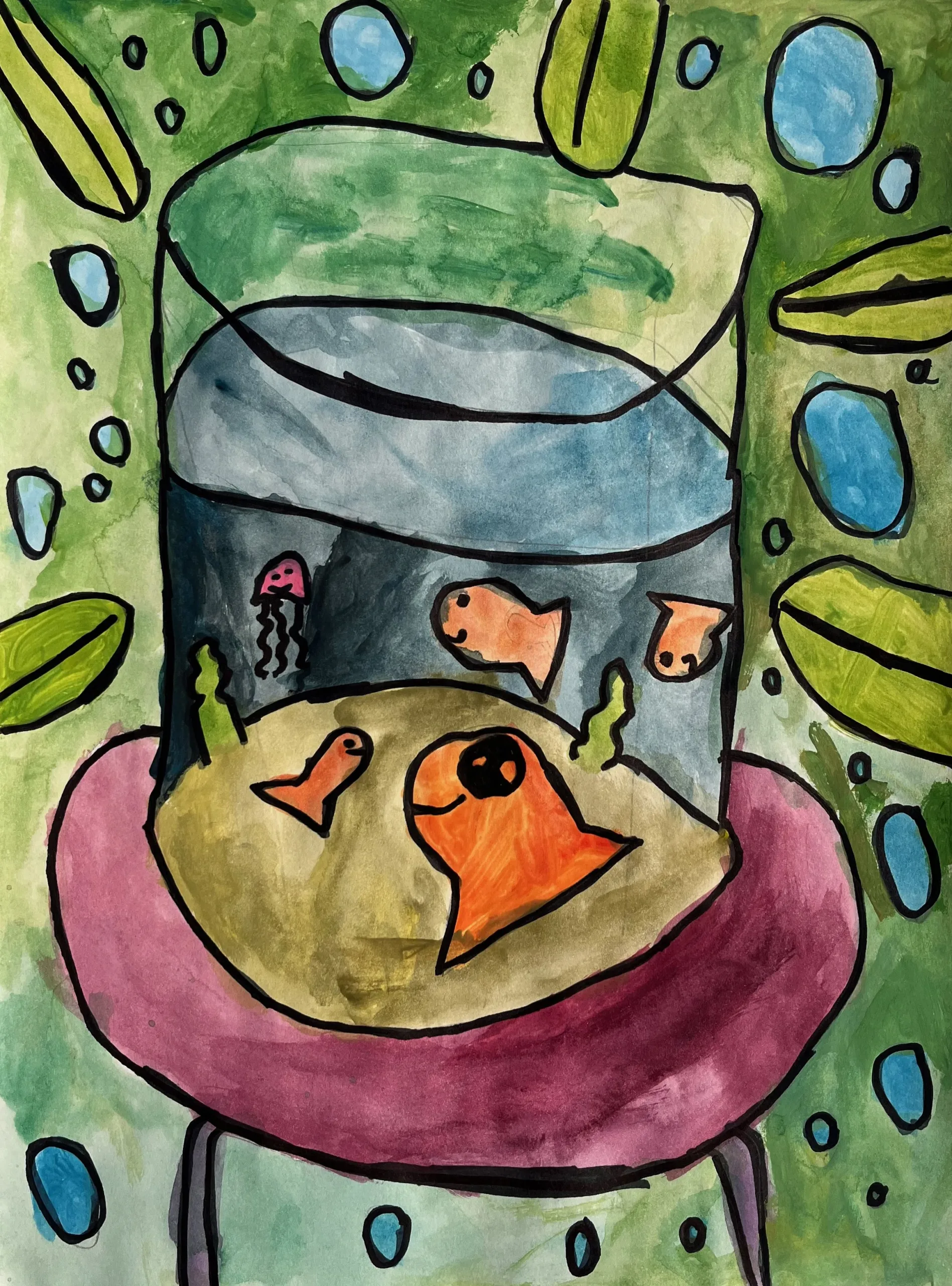 Brooke Archambault, 5th grade, Mixed media, watercolor, colored pencil, paper, Self Portrait , Biddeford Middle School, Teacher: Samara Yandell