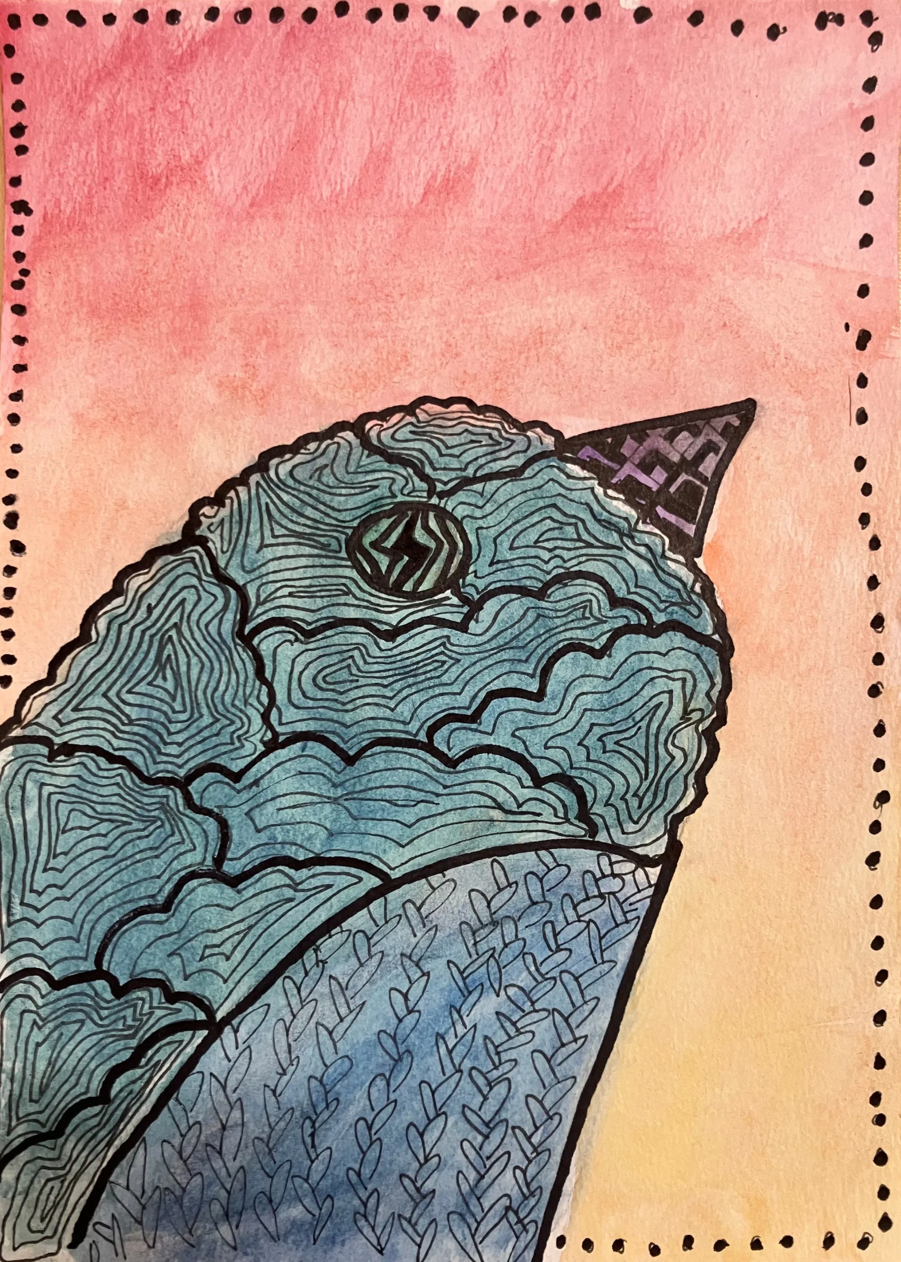 Brooke Archambault, 5th grade, Mixed media, watercolor, colored pencil, paper, Self Portrait , Biddeford Middle School, Teacher: Samara Yandell