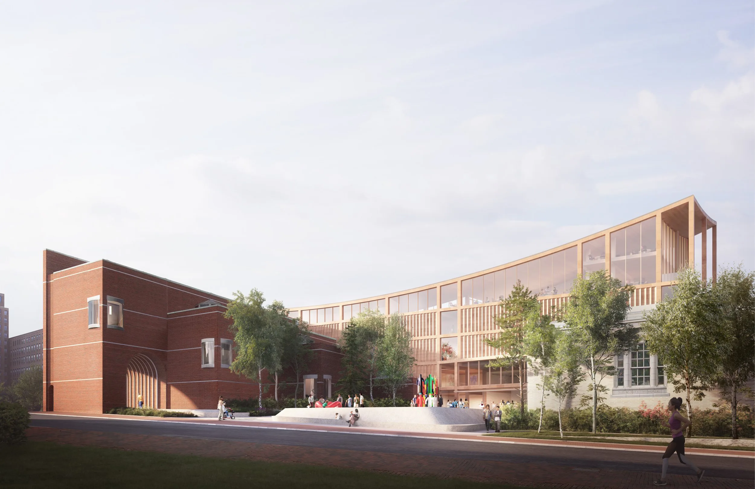   A model design of the wing LEVER Architecture’s proposed museum expansion as imaged from High Street. The West Coast firm was selected among four finalists on Friday. (Courtesy LEVER Architecture/Dovetail Design Strategists)  