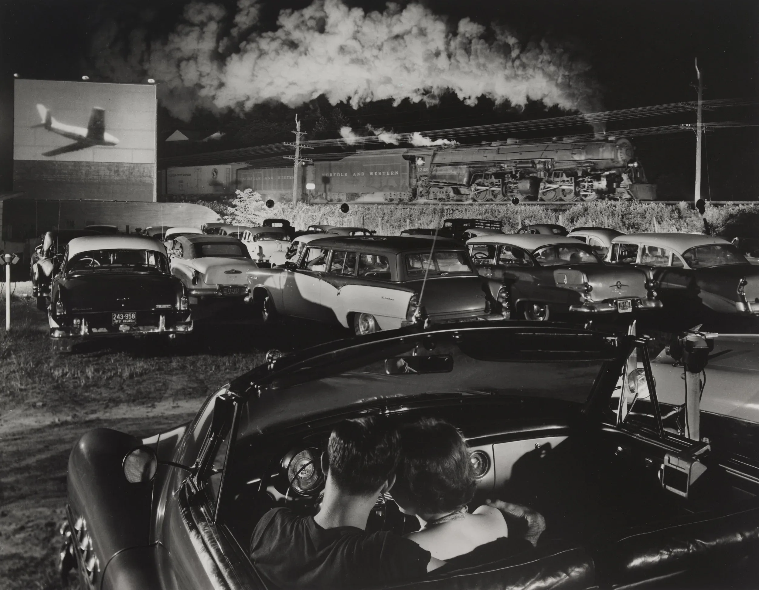 Ogle Winston Link (United States, 1914– 2001), Hot Shot Eastbound, Iaeger, West Virginia, 1957, gelatin silver print, 14 1/8 x 18 1/8 inches. Portland Museum of Art, Maine, Promised Gift from the Judy Glickman Lauder Collection, 16.2018.8. Image courtesy Luc Demers. © O. Winston Link Museum and Winston Conway Link