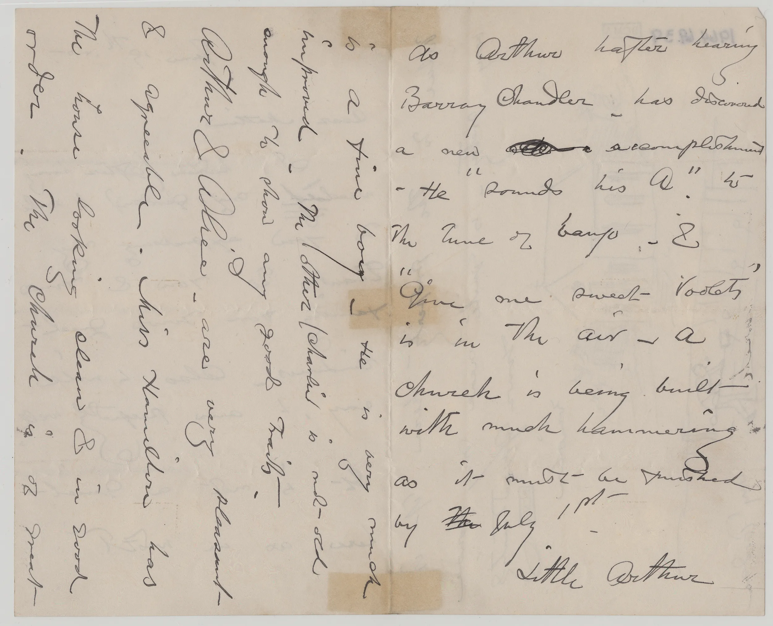Winslow Homer, Letter to Mattie Homer , June 1885, ink on paper, Bowdoin College Museum of Art, Brunswick, Maine, Gift of the Homer Family, 1964.69.39