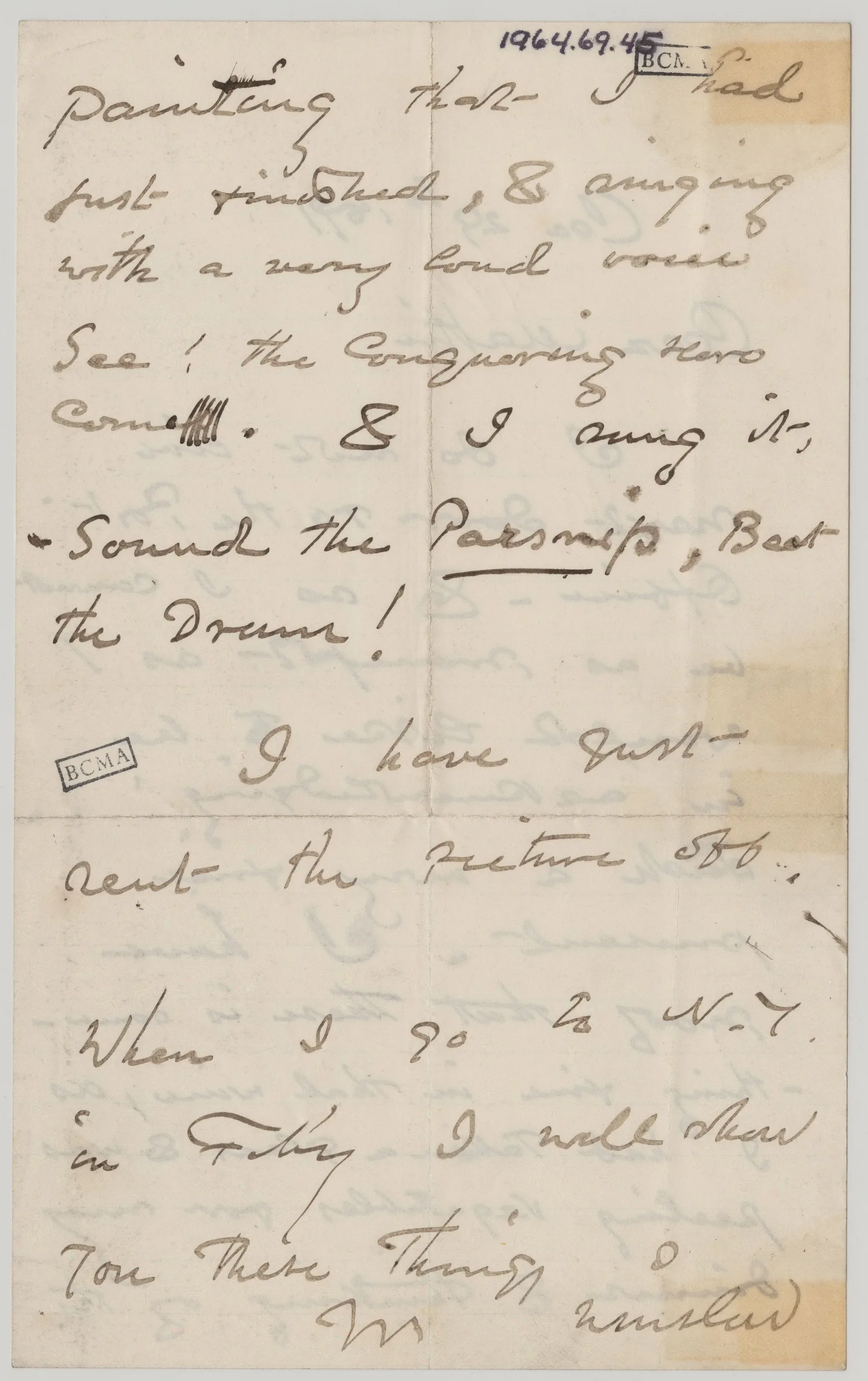 Winslow Homer, Letter to Mattie Homer , December 29, 1891, ink on paper, Bowdoin College Museum of Art, Brunswick, Maine, Gift of the Homer Family, 1964.69.45