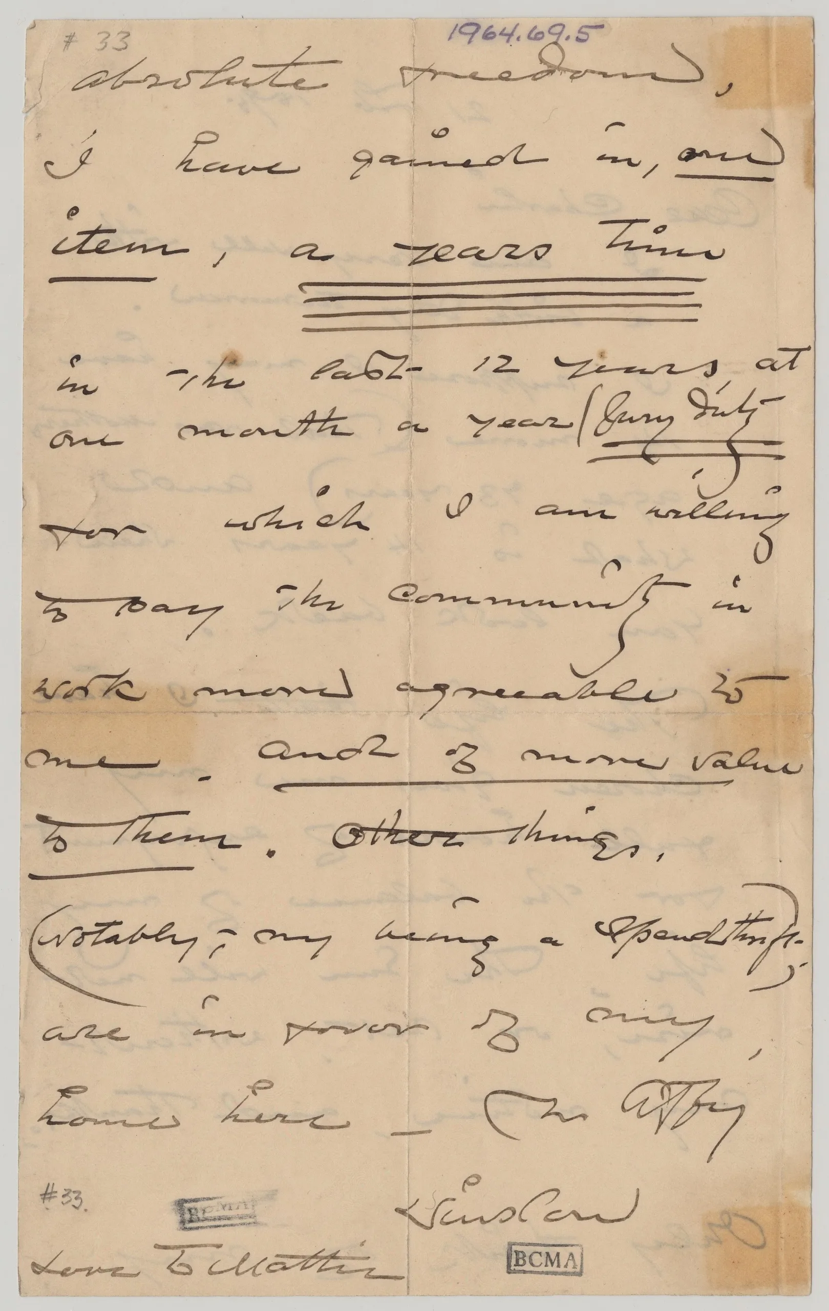 Winslow Homer, Letter to Charles S. Homer, Jr. (Brother) , February 21, 1895, ink on paper, Bowdoin College Museum of Art, Brunswick, Maine, Gift of the Homer Family, 1964.69.5