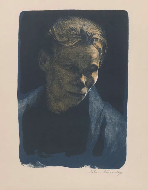 Käthe Kollwitz Germany, 1867–1945 Brustbuild Einer Arbeiterfrau Mit Blauem Tuch (Half-Length Portrait of a Working Woman with Blue Shawl), 1903 lithograph on Japan paper, 13 3/4 x 9 5/8 inches Gift of David and Eva Bradford, 2011.43.9
