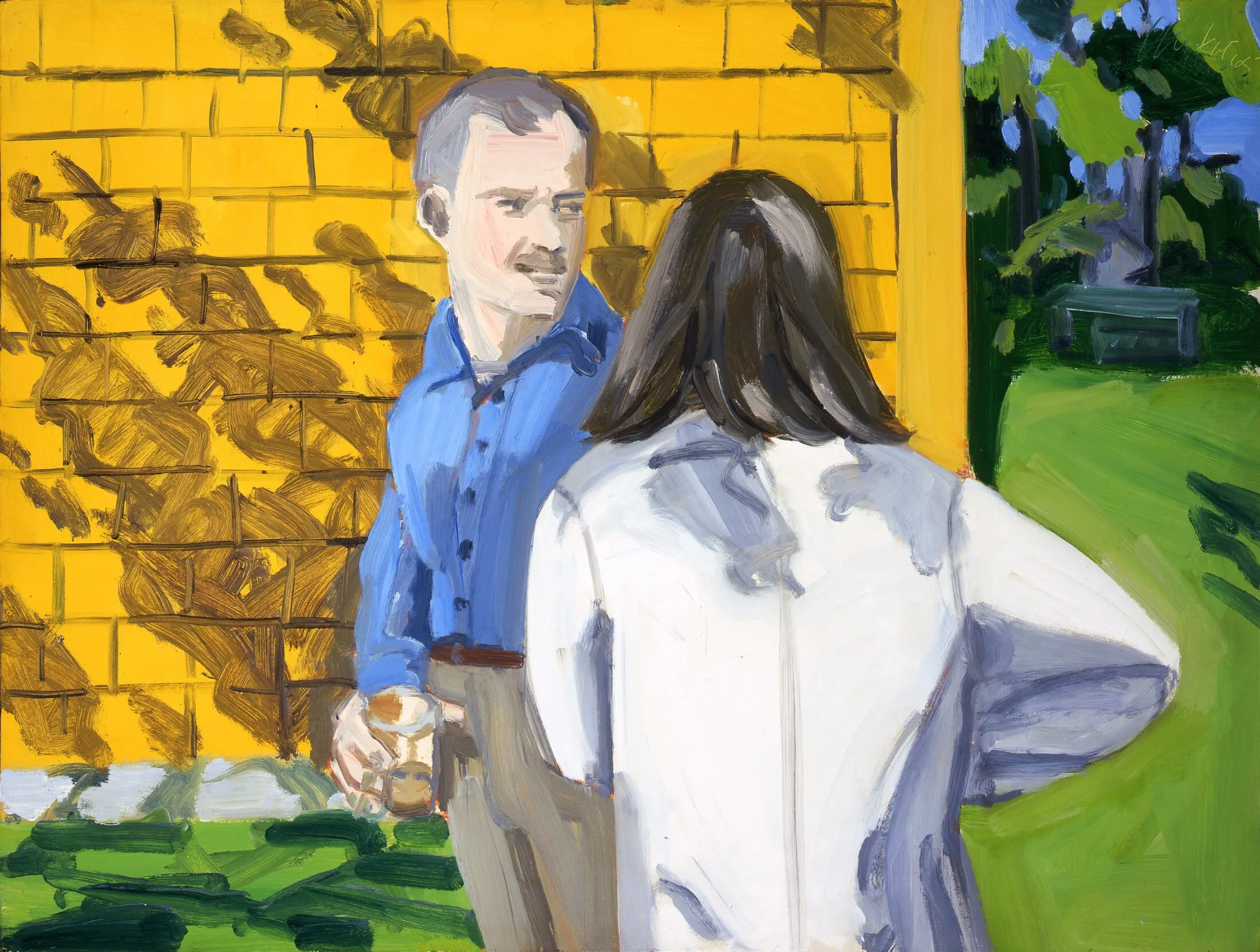 Alex Katz (United States, born 1927), Ada and Neil, Maine (Study for Lawn Party) , 1965, oil on board, 24 1/2 x 32 inches. Museum purchase with support from the Freddy and Regina Homburger Endowment for Acquisitions, the Friends of the Collection, and the Harold P. and Mildred A. Nelson Art Purchase Endowment Fund, 2013.19