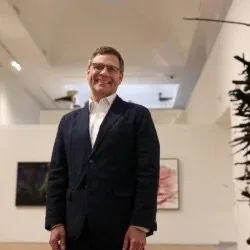 Portland Museum of Art Director Mark Bessire stands in the Payson Wing of the building in February. Ben McCanna/Staff Photographer