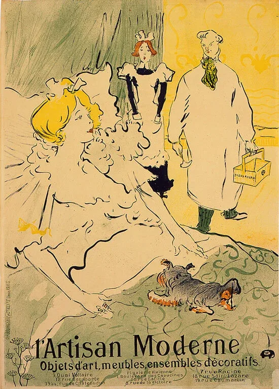 Henri de Toulouse Lautrec (France, 1864 - 1901) , L’Artisan moderne , circa 1890, lithograph on paper, 34 1/2 x 24 1/2 inches. Isabelle and Scott Black Collection, 3.2000.1.