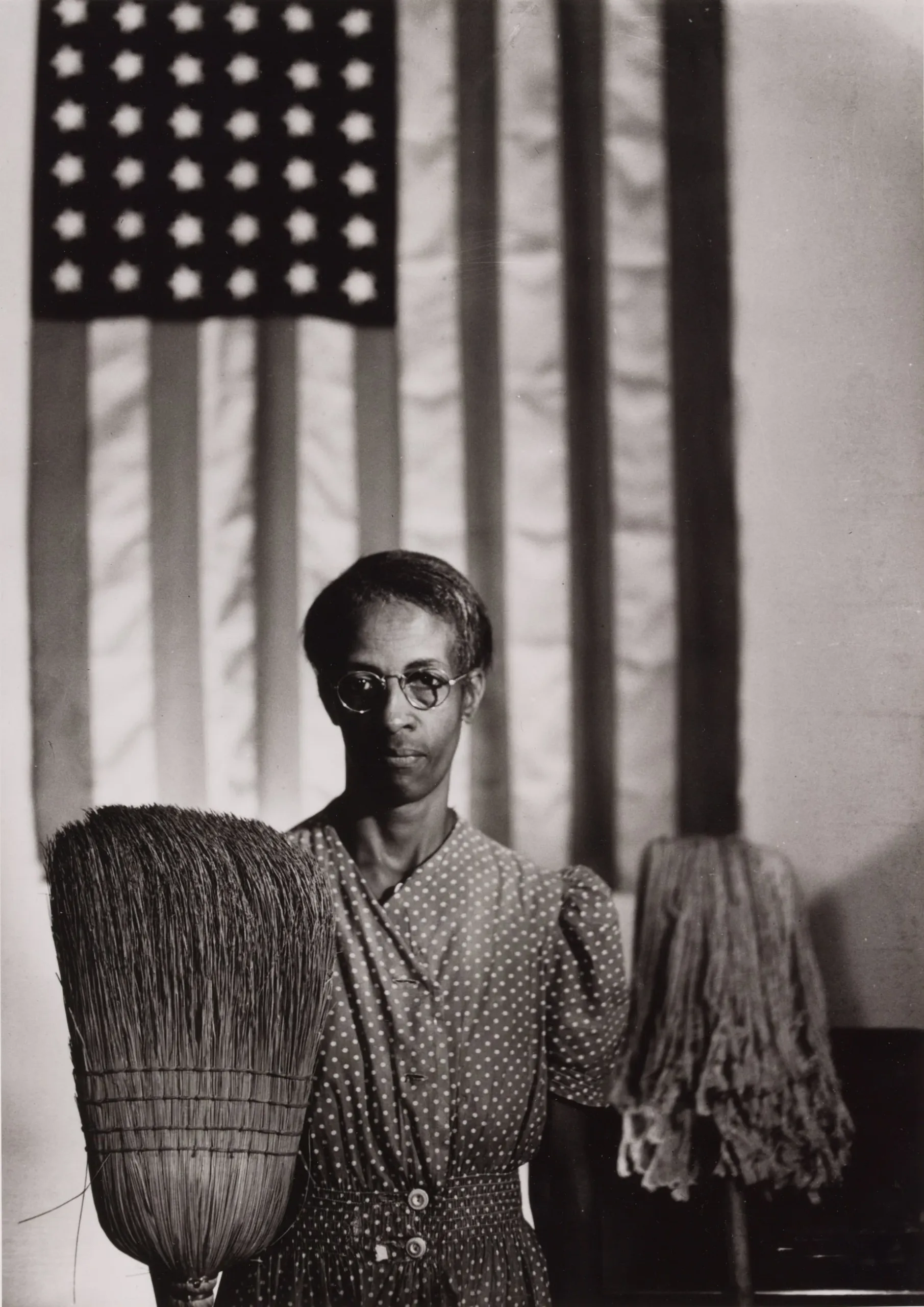 Gordon Parks (United States, 1912-2006), American Gothic, Washington, DC , 1942, gelatin silver print, 13 x 10 1/4 inches. Promised Gift from the Judy Glickman Lauder Collection. Image courtesy of Luc Demers. Courtesy of and copyright The Gordon Parks Foundation.