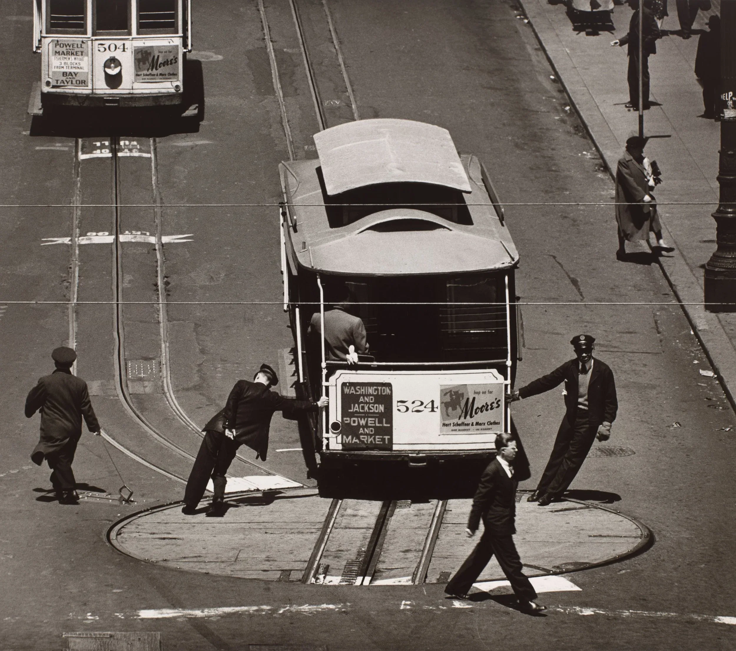 Max Yavno (United States, 1911–1985), Cable Car, San Francisco , 1947, gelatin silver print, 15 1/2 x 17 1/2 inches. Promised Gift from the Judy Glickman Lauder Collection, 7.1998.73. Image courtesy Luc Demers. © Center for Creative Photography, The University of Arizona