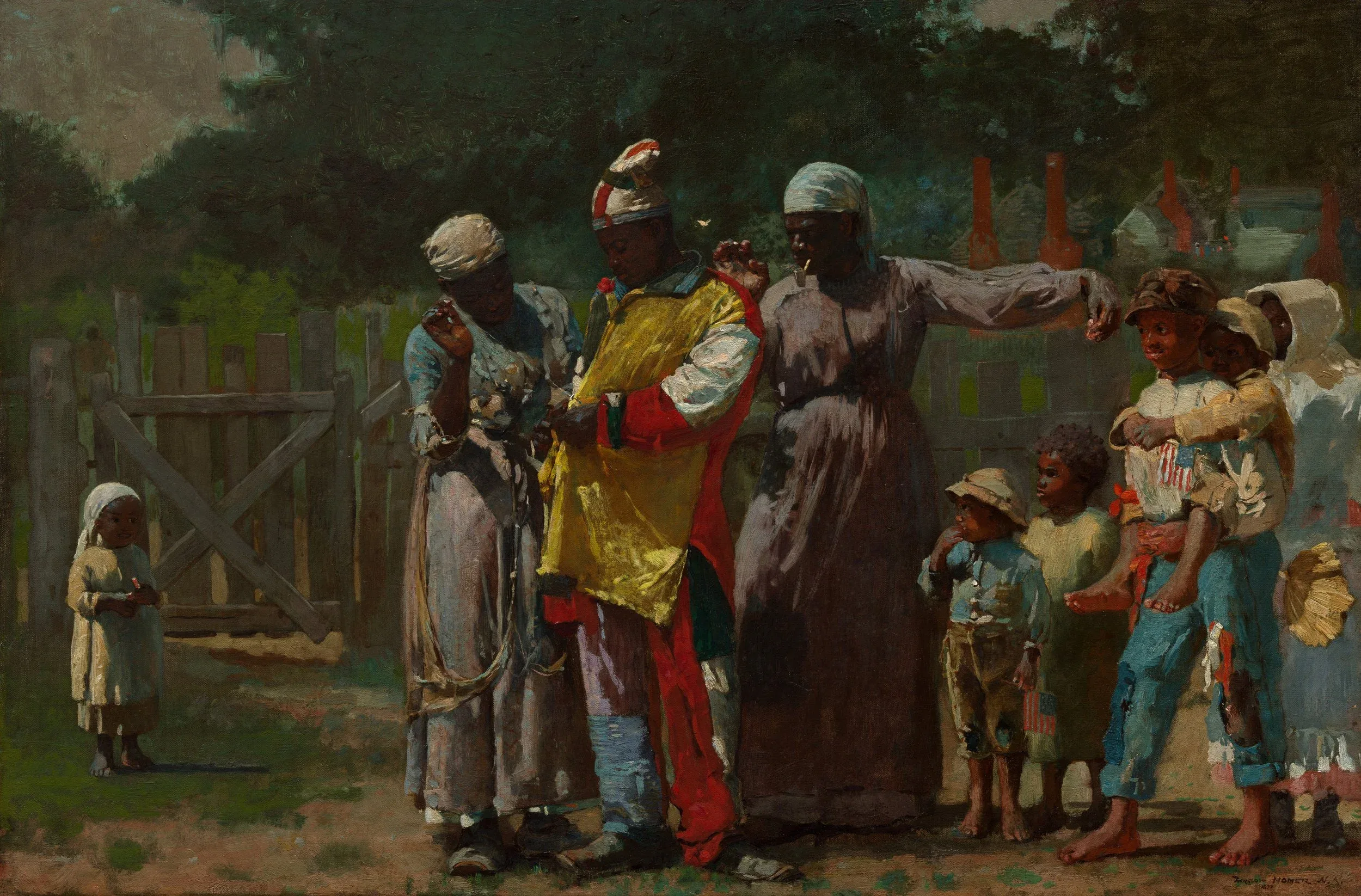 Winslow Homer (United States, 1836–1910), Dressing for the Carnival, 1877, oil on canvas, 20 x 30 in. The Metropolitan Museum of Art, Amelia B. Lazarus Fund, 1922. (22.220)
