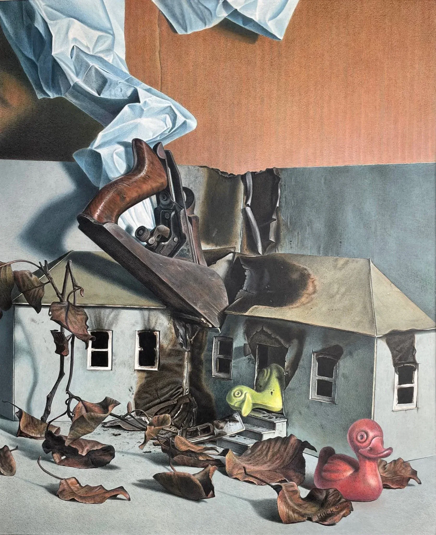 Plane Crash Colored pencil on paper, 22″ x 18″