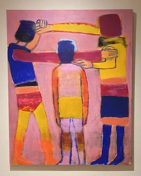Katherine Bradford , Stripe People with Arms, 2018, acrylic on canvas, 60 x 48 inches