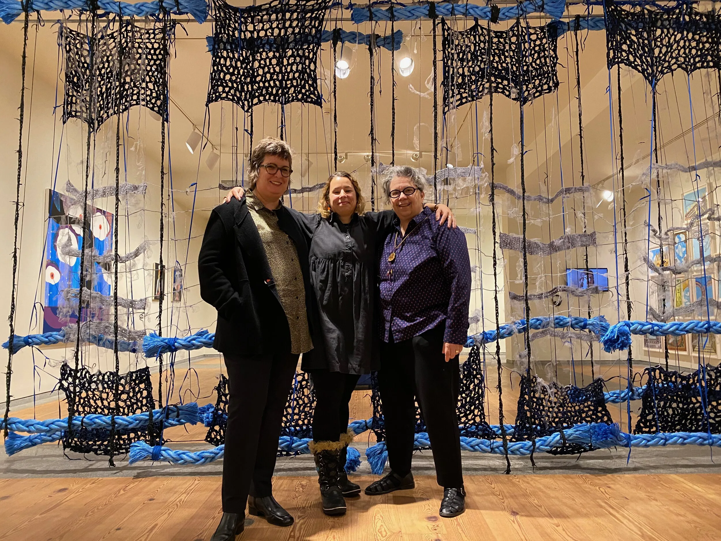  From left to right: Carrie Moyer, Jaime DeSimone, and Sheila Pepe. 