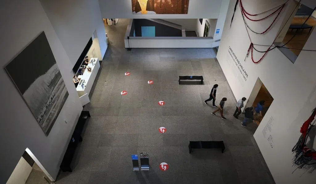 The reopened Portland Art Museum is hosting 45 visitors at any one time. JIM DAVIS/GLOBE STAFF