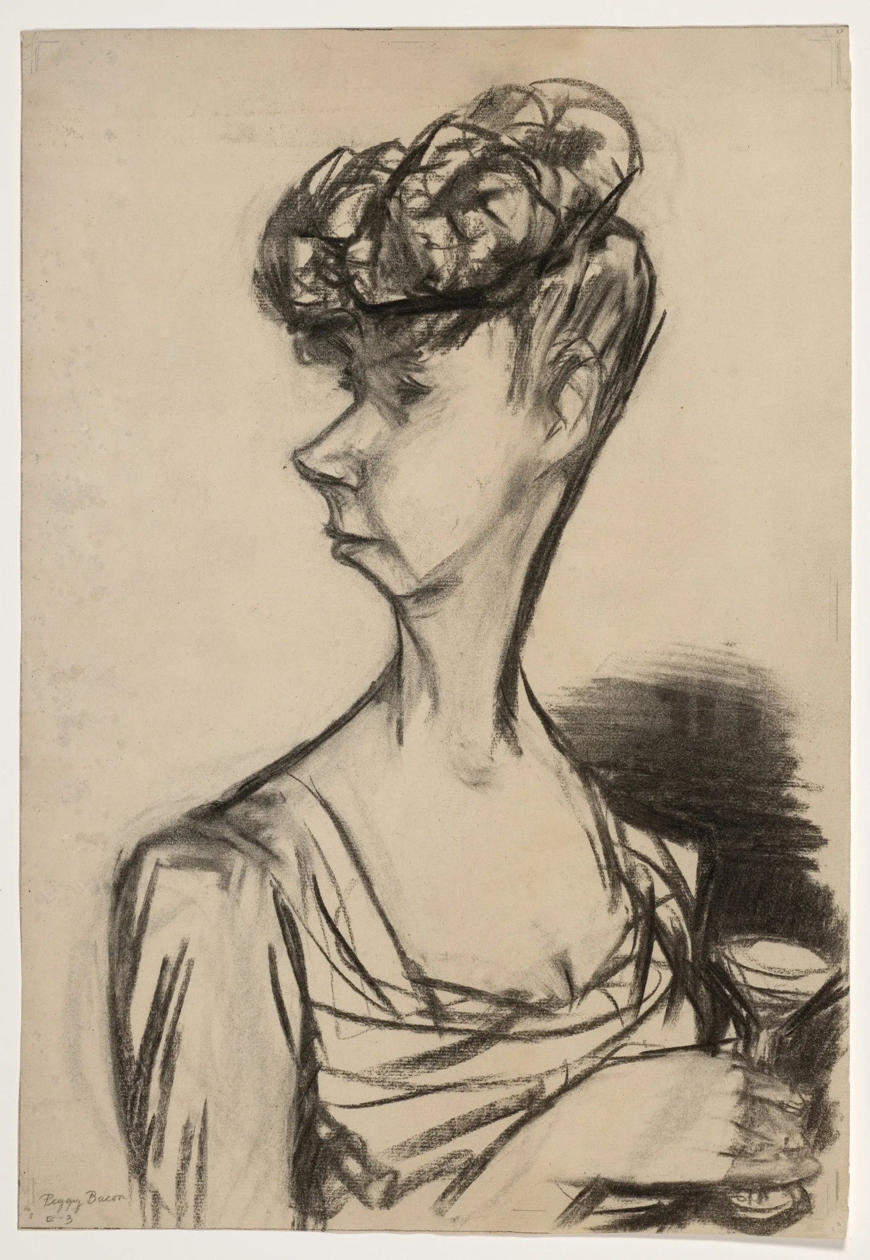 Isabella Howland (United States, 1895–1974), Peggy Bacon , undated, charcoal on laid paper, 16 1/2 x 11 9/16 inches. Portland Museum of Art, Maine. Museum purchase with support from Roger and Katherine Woodman, 1988.20. Image courtesy Petegorsky/Gipe Photo
