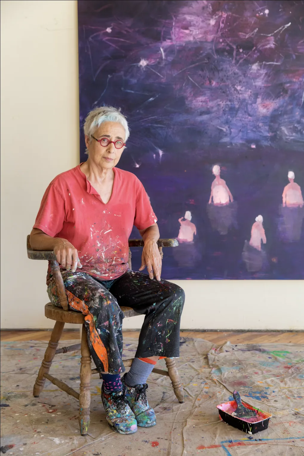  Katherine Bradford in her studio. Photographed by Erin Little. 