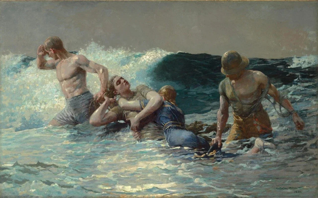 Winslow Homer “Undertow” (1886), 0il on canvas, 29 13/16 x 47 5/8 in. (courtesy the Clark Art Institute)