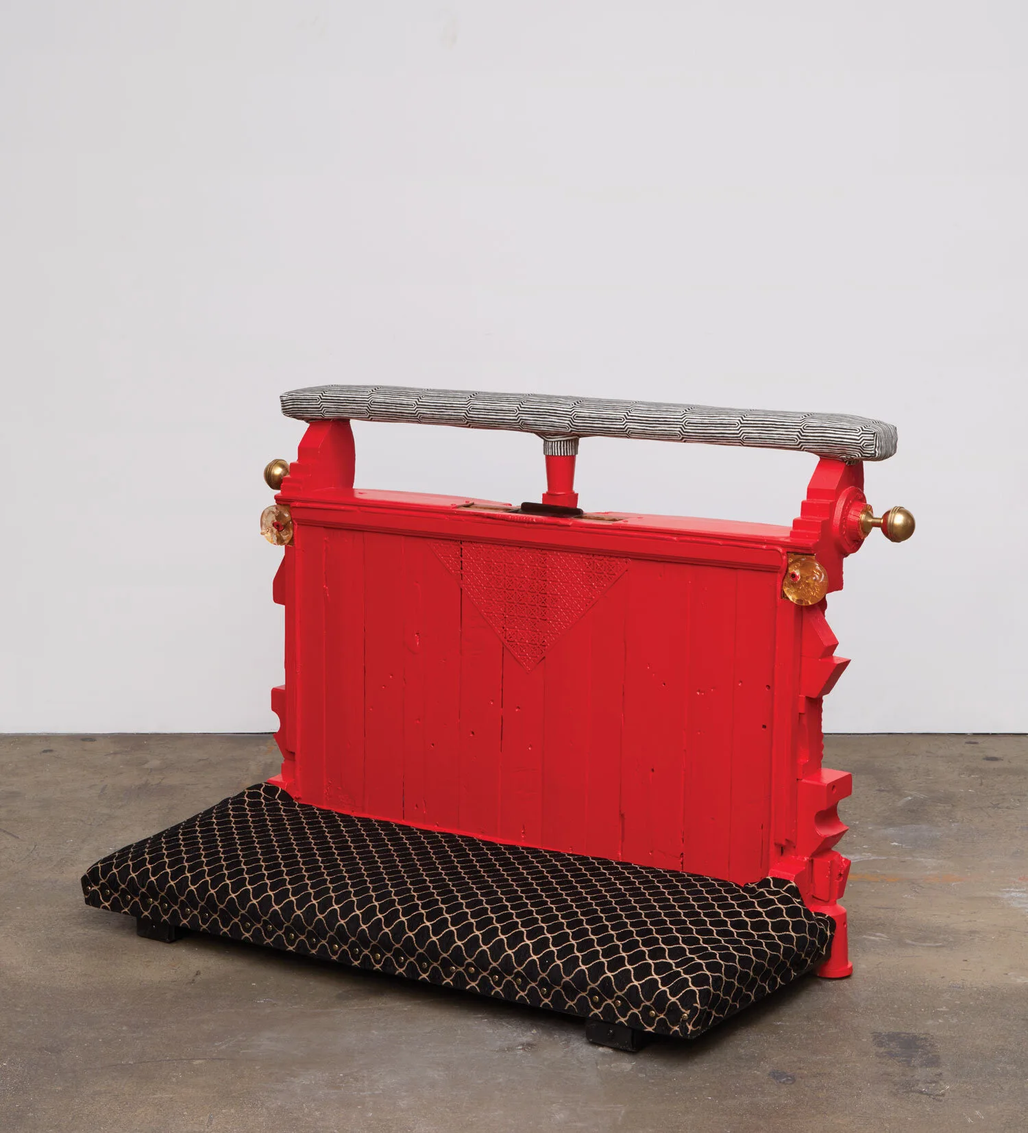 Sheila Pepe (United States, born 1959), American Bardo , 2020, wood, brass, glass, pottery shards, hardware, fabric, and paint, 36 x 48 x 24 inches. Collection of the artist. Courtesy of Alan Weiner Photography © the artist Photo courtesy of the Portland Museum of Art