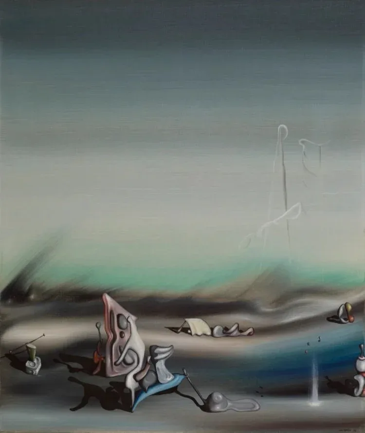 Yves Tanguy (United States, 1900-1955), Untitled, 1937, oil on canvas, 21 ¾ x 18 3/16 inches. Isabelle and Scott Black Collection. © 2022 Estate of Yves Tanguy / Artists Rights Society (ARS), New York © 2022 Estate of Yves Tanguy / Artists Rights Society (ARS), New York