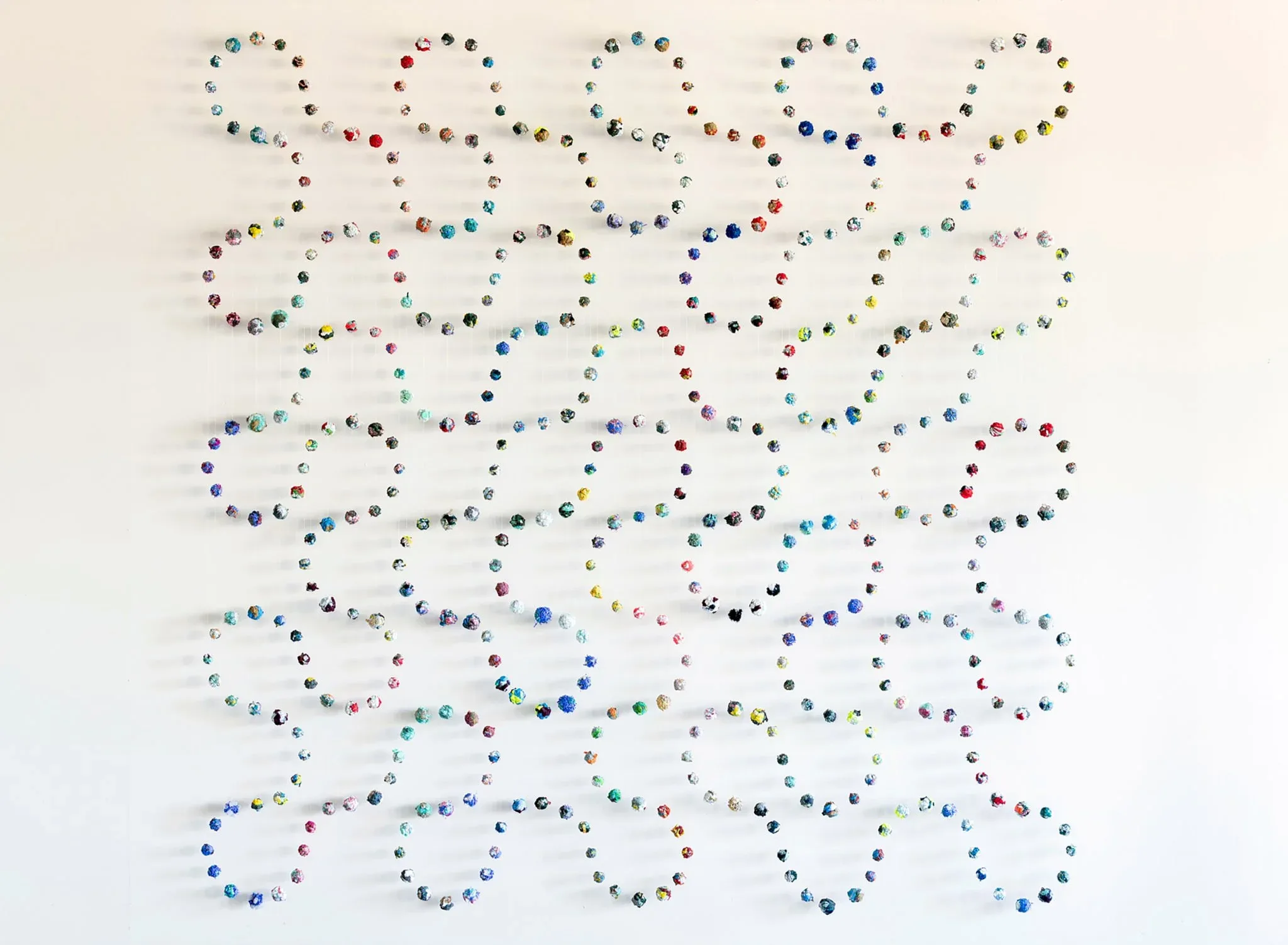 Endless Loop Miscellaneous materials, thread, and monofilament, 9′ x 9′ x 3″