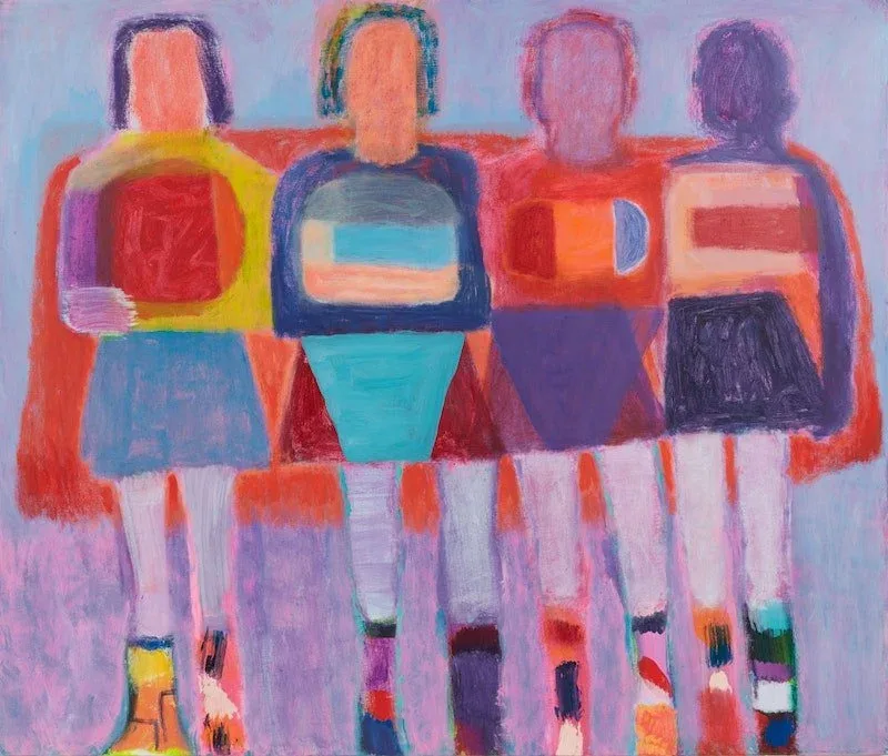 Katherine Bradford Superheroes , 2020. Acrylic on canvas, 68 x 80 inches. Collection of Nancy Mladenoff and J. J. Murphy. © Katherine Bradford. Photo: Alan Wiener.