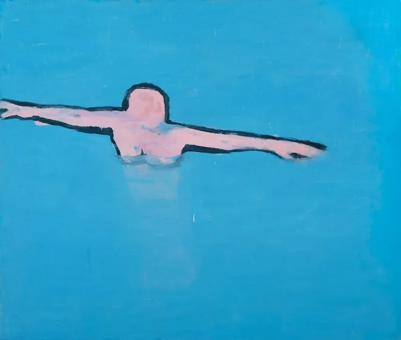 Katherine Bradford, Woman in Water , 1999. Oil on canvas, 68 x 80 inches. Collection of the artist. © Katherine Bradford.