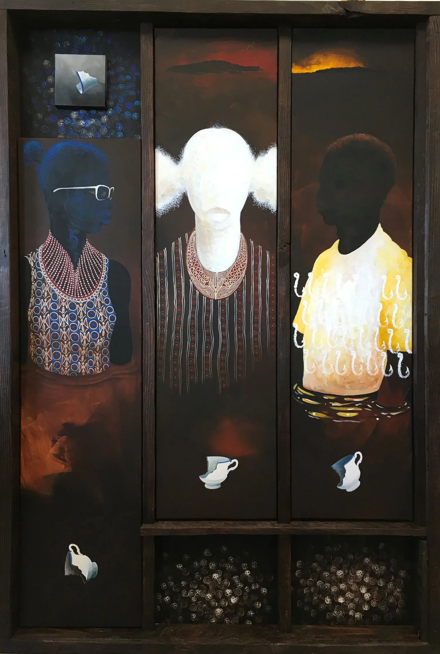 Daniel Minter (United States, born 1961) , A Distant Holla, “The Mouth of the New Meadow River” , 2020, wood and paint. Courtesy of the artist.