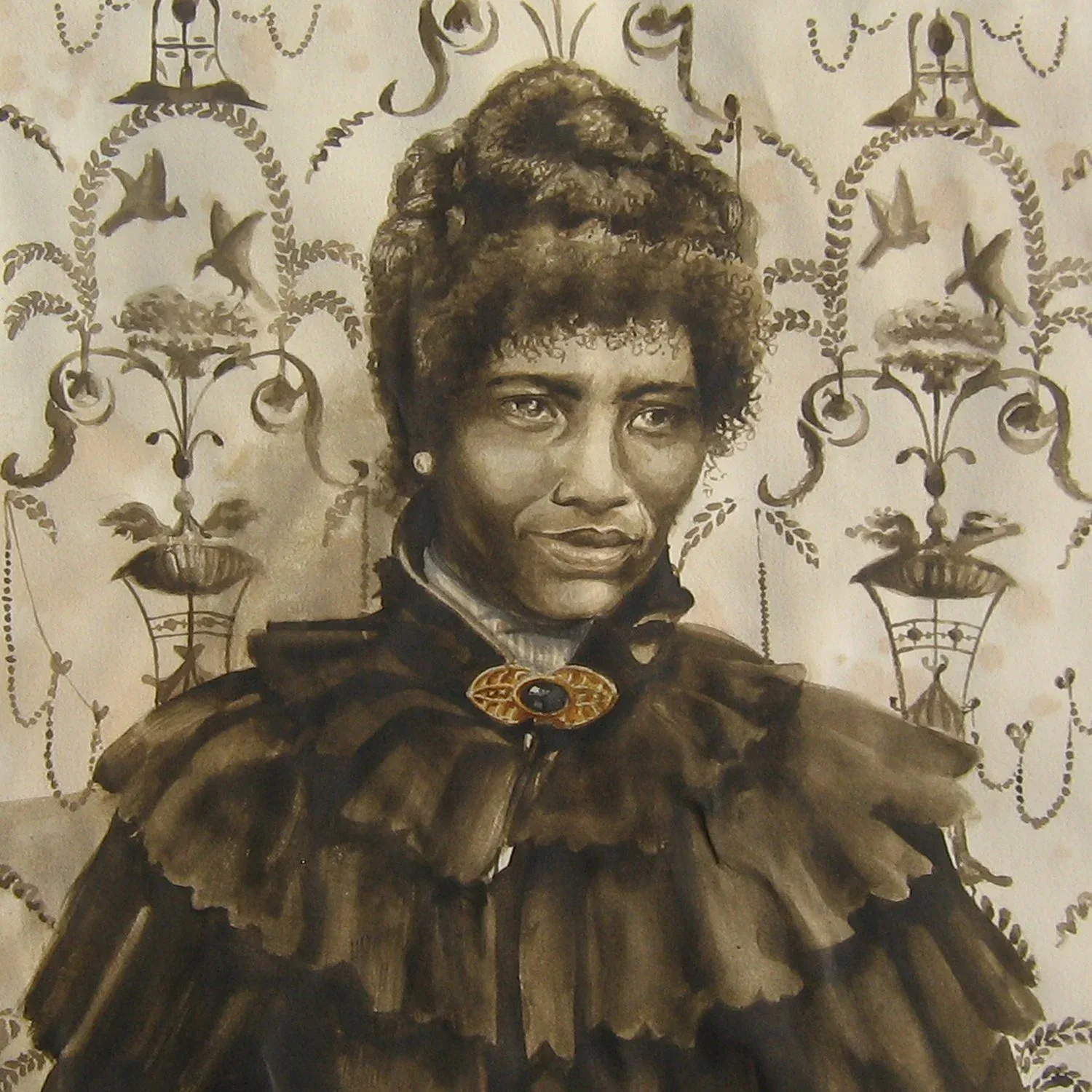 Elizabeth Colomba (France, born 1976), Study of a Face, 2009, ink on paper, 7 1/2 x 9 1/2 inches. Courtesy the artist. © 2023 Elizabeth Colomba / Artists Rights Society (ARS), New York.