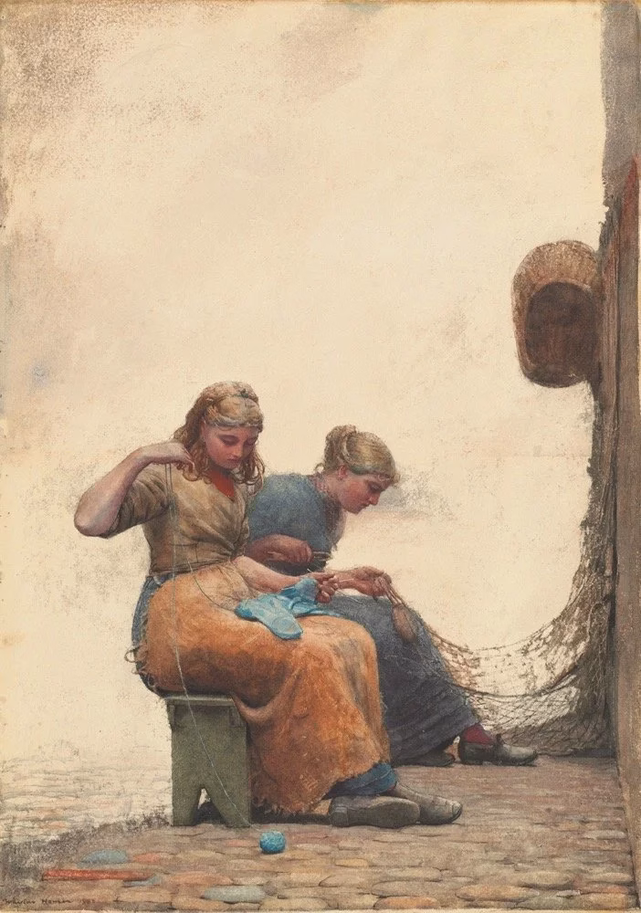 Winslow Homer, Mending the Nets, 1882, watercolor